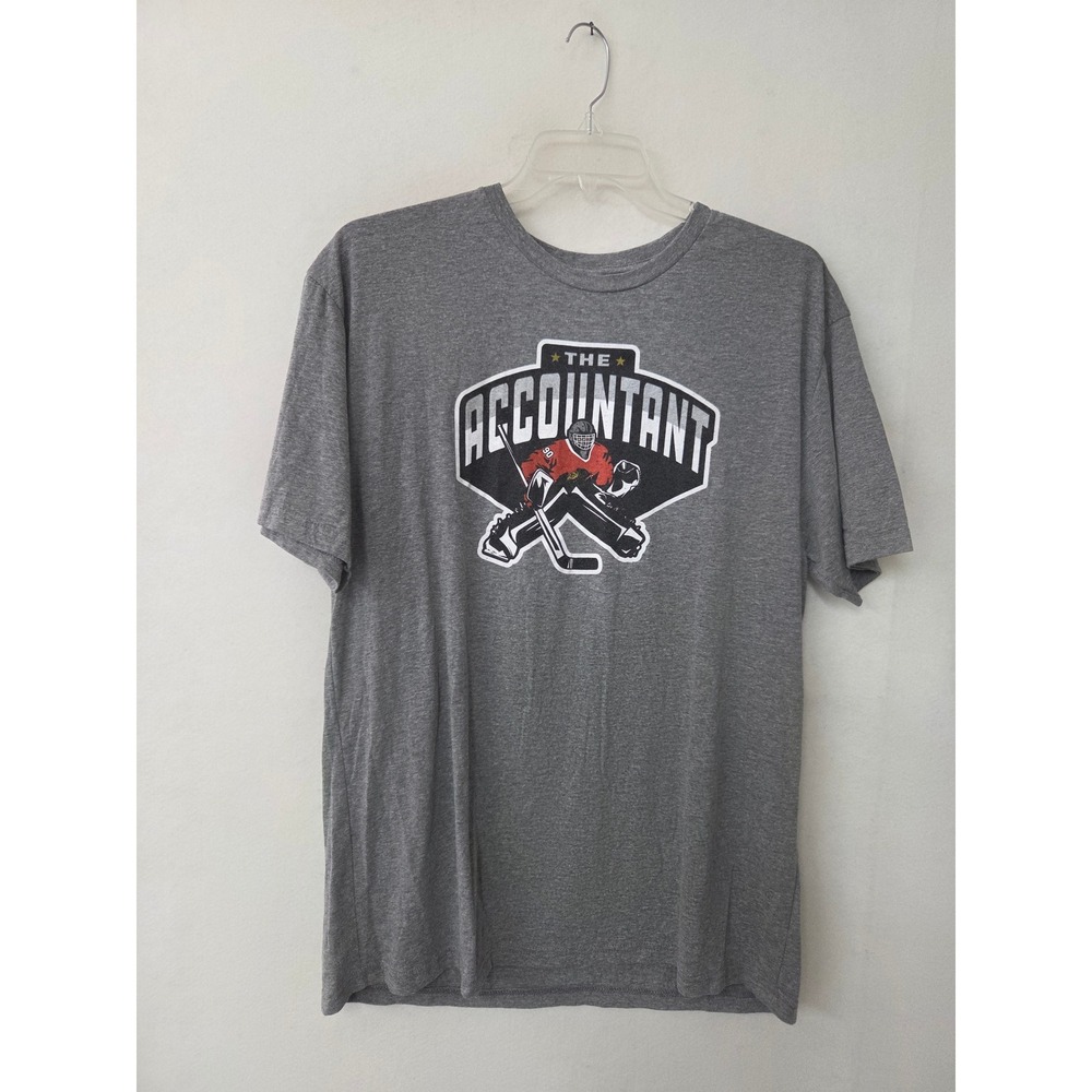 Chive Tees The Accountant Hockey Goalie Graphic T-Shirt Gray Mens XXL Blackhawks